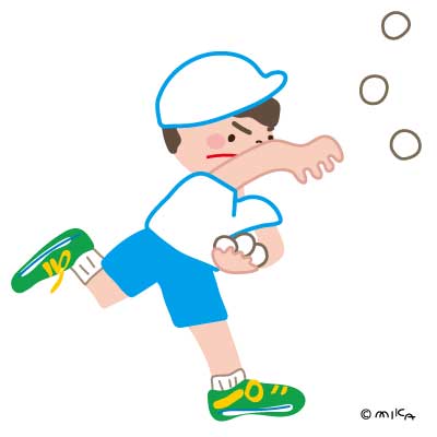 玉投げる白組の人