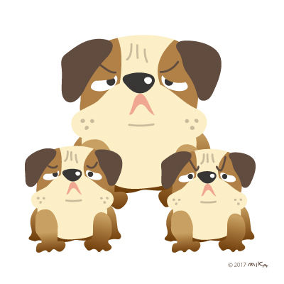 ブルドックの番犬三匹