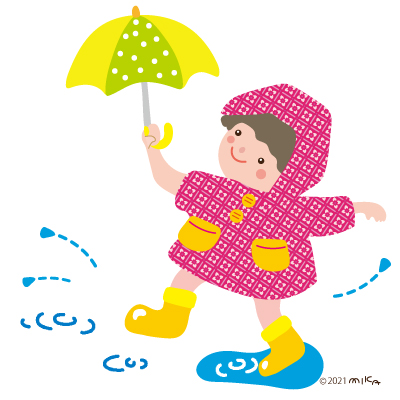 水たまりで遊ぶ子②