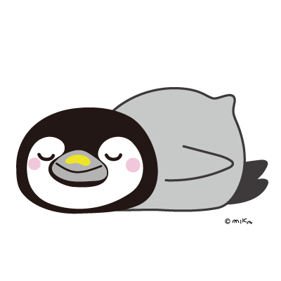 ペンギンぐてっと寝転ぶ（背景白）