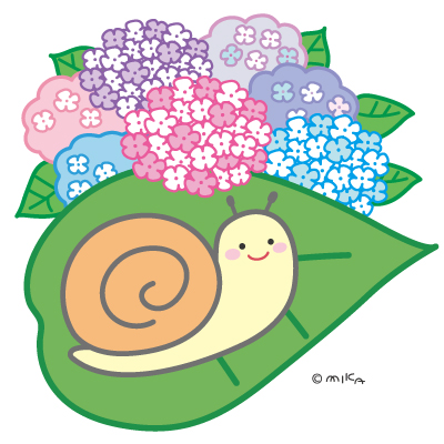 アジサイとカタツムリ