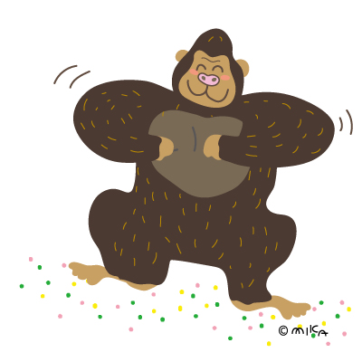 ゴリラのお父さん ガッツポーズ
