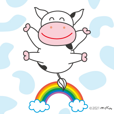 虹から飛び出すウシ