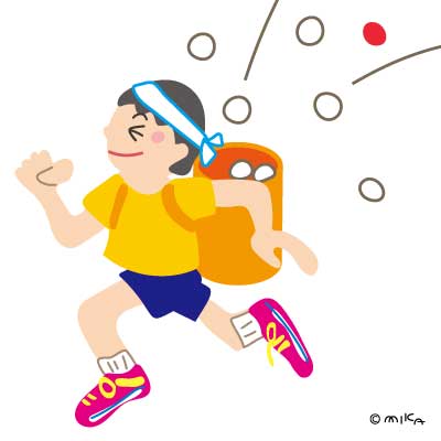 追いかけ玉入れのかごをもって走る人①
