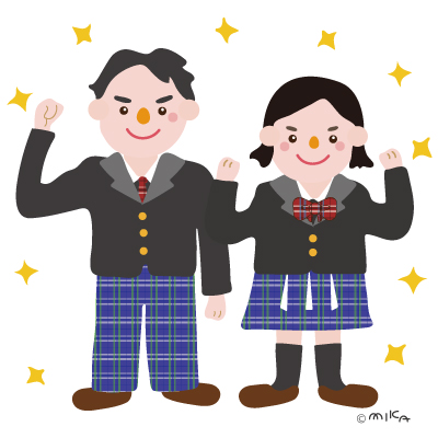 ブレザー姿の男女二人（キラキラ）