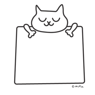 ネコの案内板（白黒／正方形）