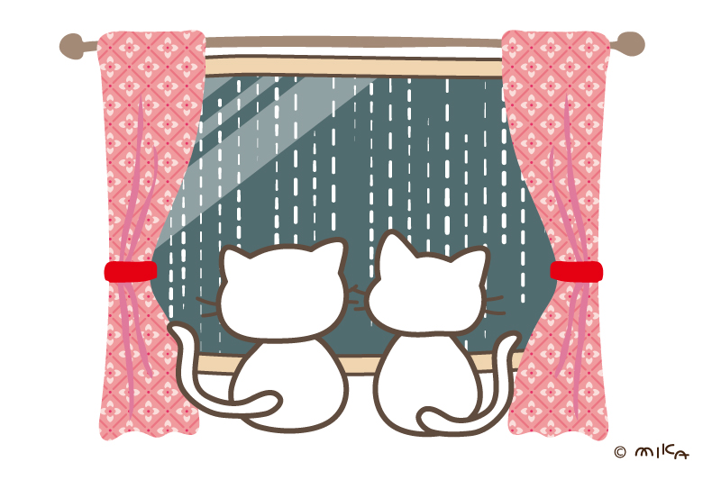 窓の外は豪雨（気を付けて）