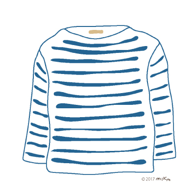白×青のロングTシャツ