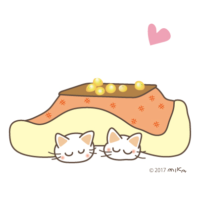 なかよしの二匹（こたつネコ）