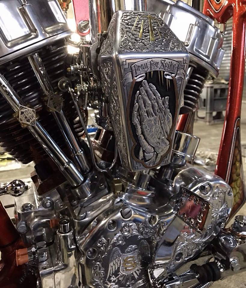 エングレービング　彫金　パンヘッド チョッパー　engraved engine for panhead harley davidson chopper