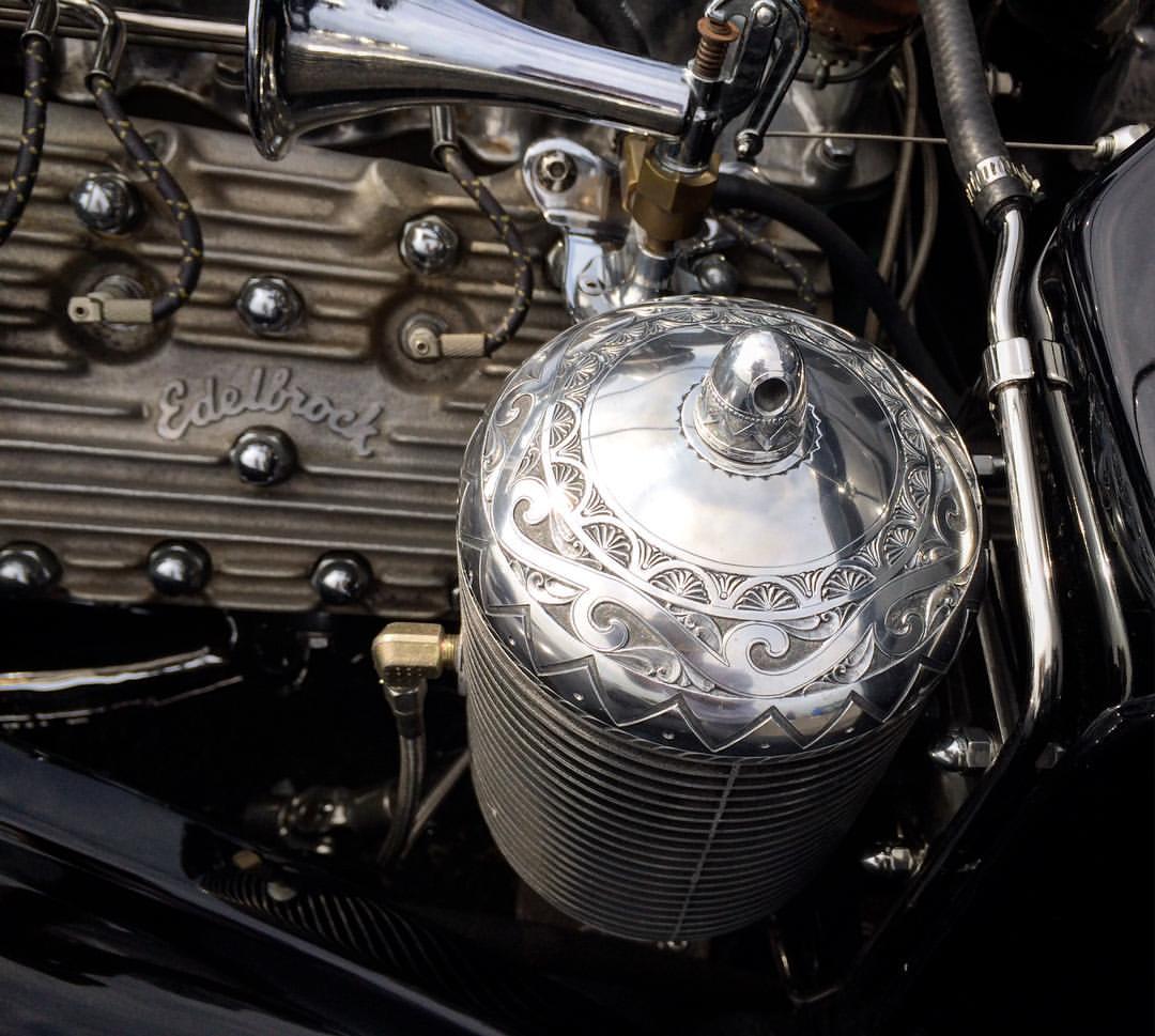 エングレービング　ローライダー　engraved oilfiltercap for 1936 ford la pistrla lowrider 彫金