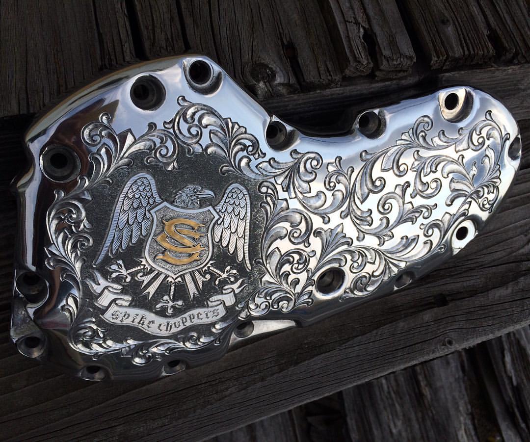 エングレービング　彫金　パンヘッド ハーレー　engraved engine for panhead harley davidson chopper