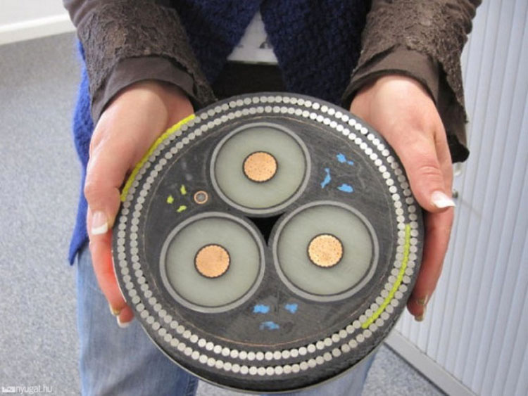 Sección transversal de un cable submarino