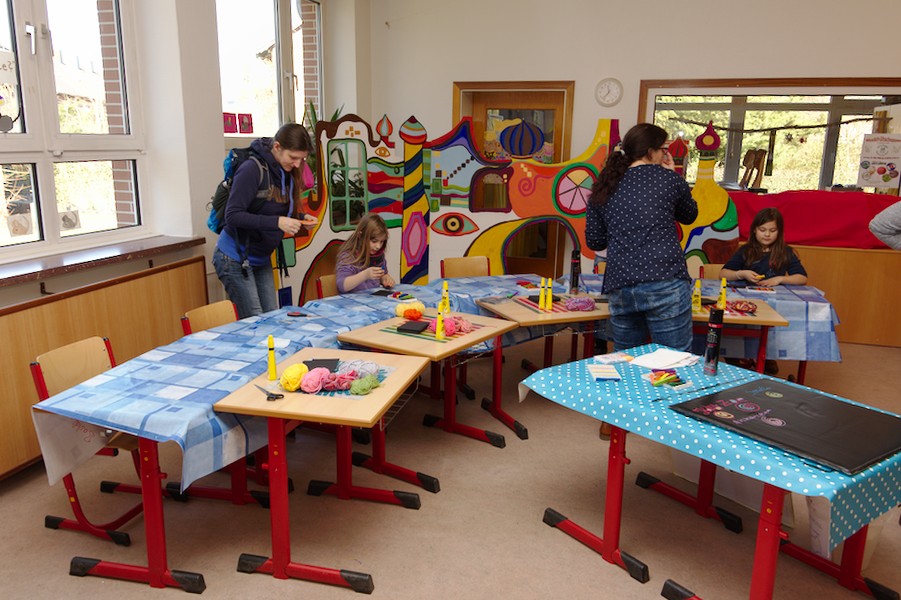 Beim Jugendhaus Glockenheide durften die Kinder Bilder gestalten.