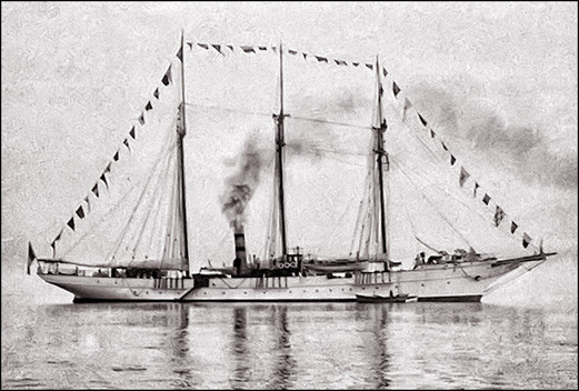 Henri Menier — La Bacchante acquise en 1897 — Il appareille du Havre le 6 juin 1889 et arrive sur l'île d'Anticosti le 22 juin.