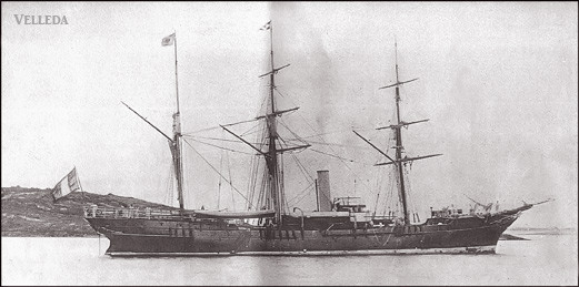 Henri Menier — Velleda ex Nubienne, un steam-yacht capable grâce à sa voilure de filer 14 noeuds et premier yacht français à avoir «tâté de la banquise (15 juillet 1886).