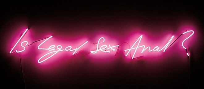 TRACEY EMIN "Is legal sex anal?" 1998 (seen in ArtnetNews)