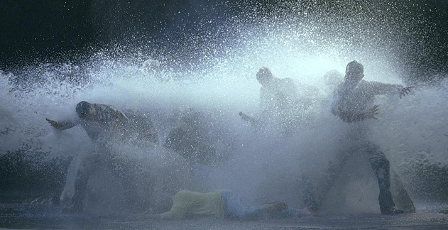BILL VIOLA, The Raft, 2004, Color HD video projection on wall in darkened space; 5.1 ch surround sound / Projected image size: 396.2 x 223 cm  (from The National Portrait Gallery website, after I saw his solo show in Florence, 2017) 