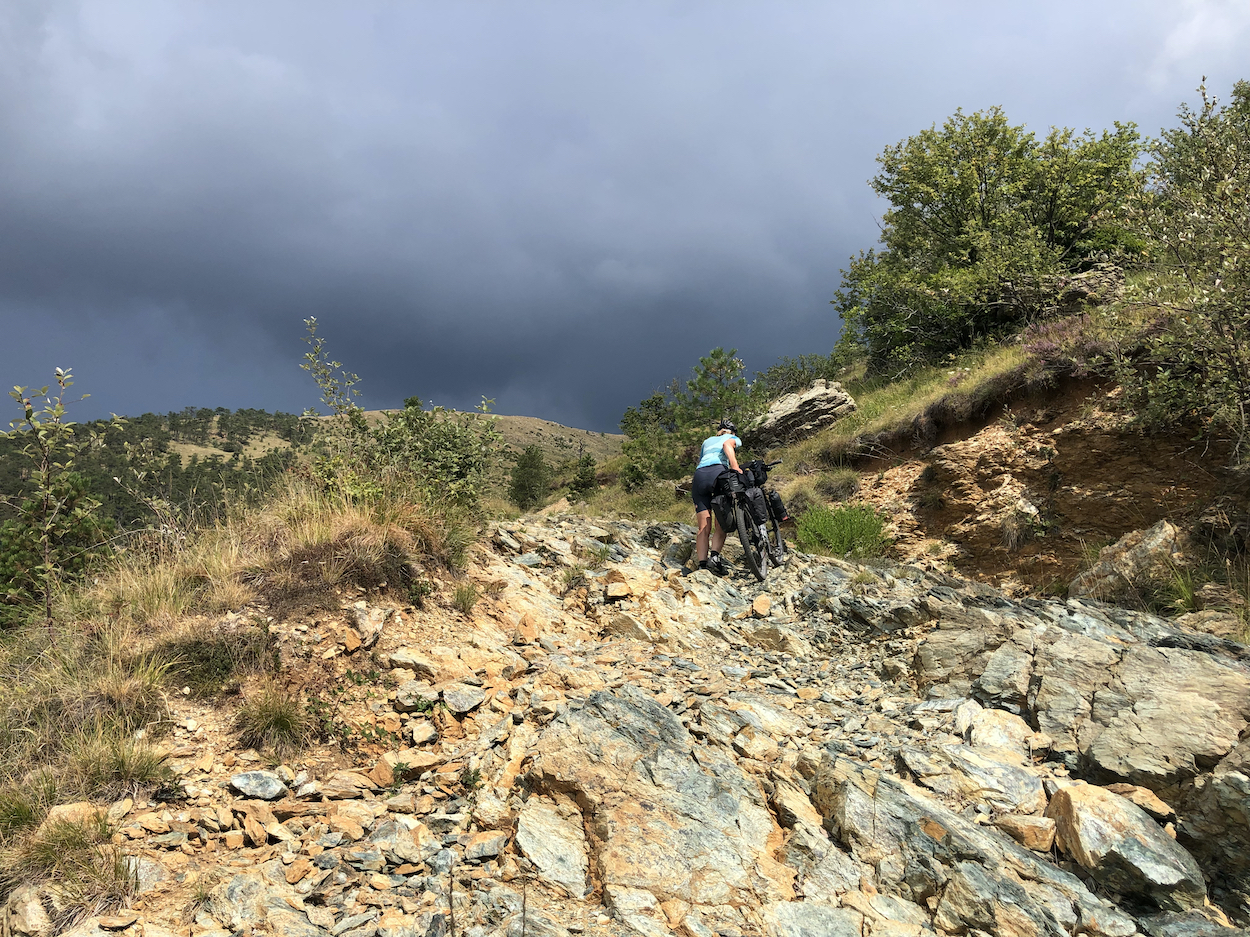 heftige Schiebepassage am Monte Vesulina