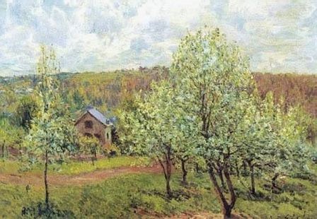 SISLEY- Primavera vicino Parigi. Meli in fiore