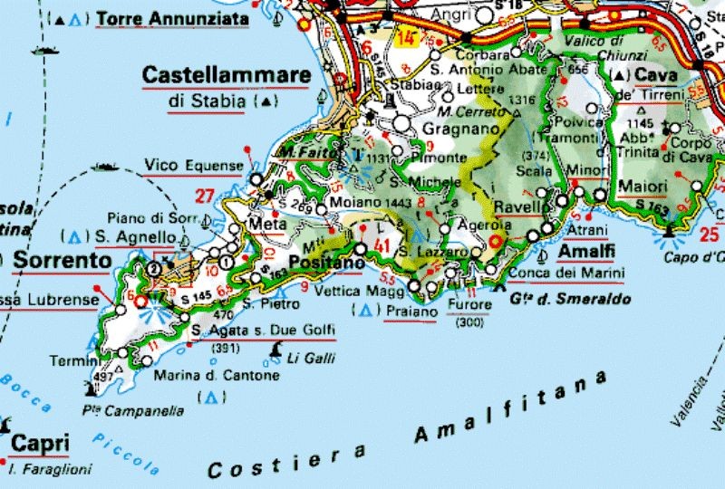 Cartina Politica Costiera Amalfitana