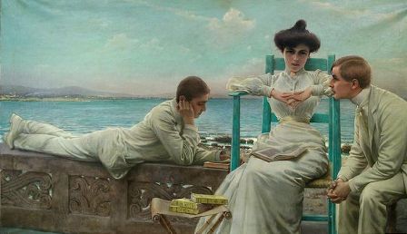 VITTORIO MATTEO CORCOS - In lettura sul mare (1910)