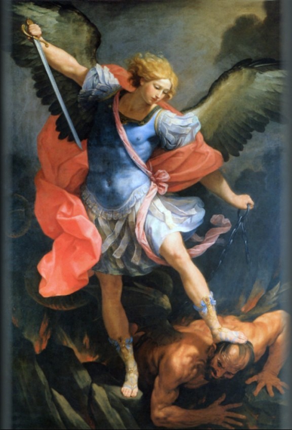 グイド・レーニ「大天使ミカエル」、１６３６年頃、ローマのサンタ・マリア・デッラ・コンチェツィオーネ教会所蔵