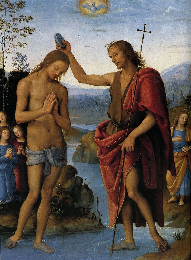 ピエトロ・ペルジーノ「キリストの洗礼」、１４９８／１５００年、ウィーン美術史美術館所蔵