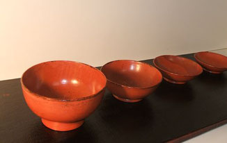 Antique negoro bowl set