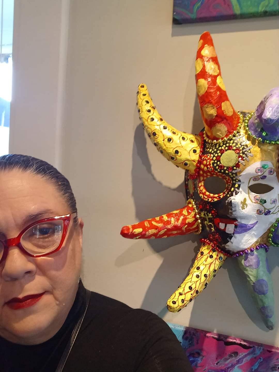 Alma Carrera with her handmade mask