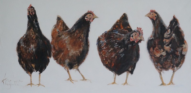 De kippen van Jan/The chickens of Jan  | oil on linen | 100x50cm
