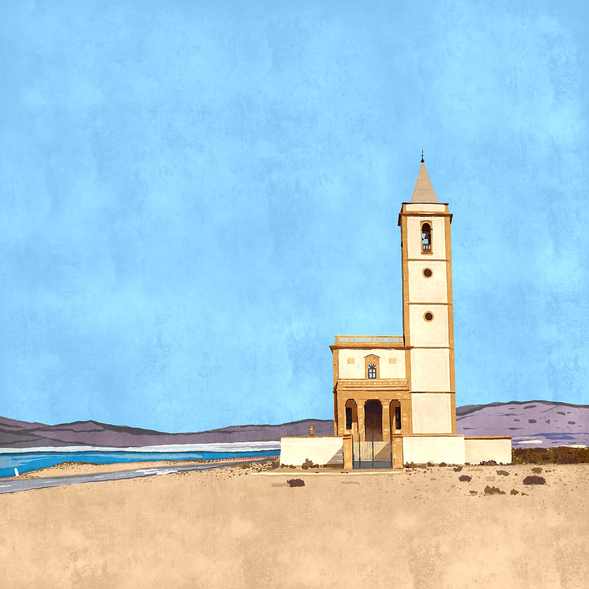 "Iglesia de las Salinas",  Estampación digital, 50 x 70 cm  y  30 x 42,6 cm.