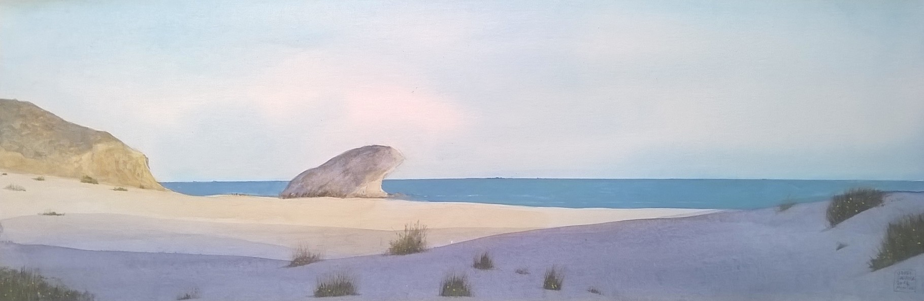 Playa Mónsul, Almería. Acuarela y acrílico sobre papel, 15 x 42 cms.  VENDIDO