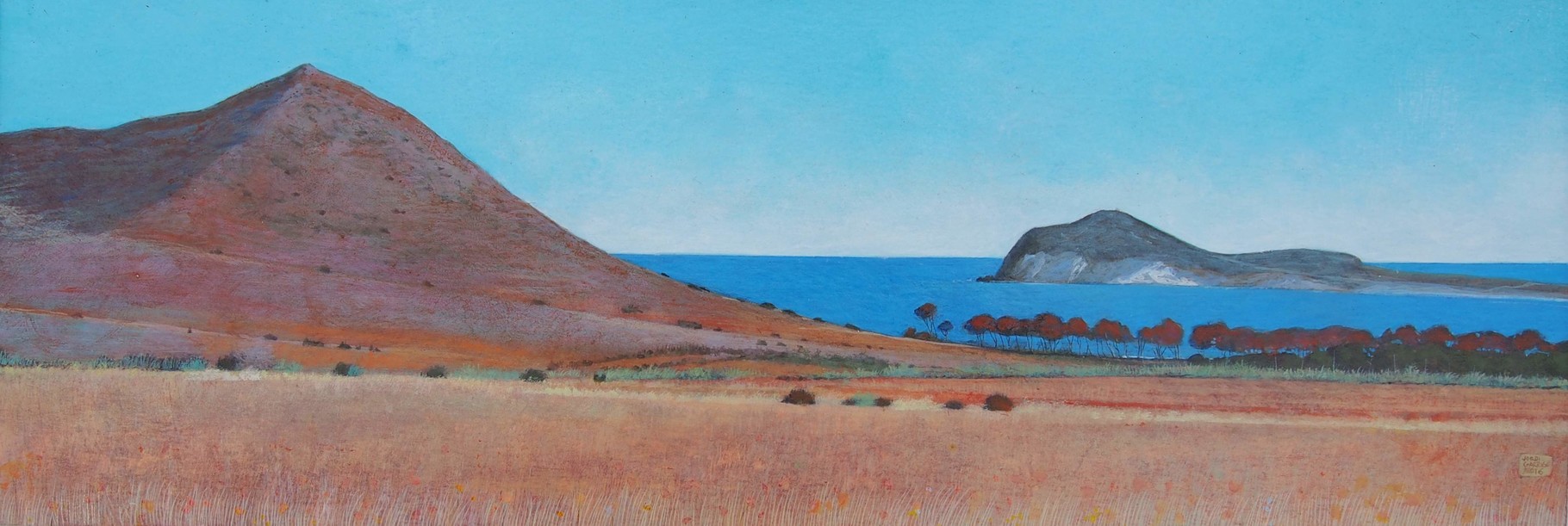Playa los Genoveses, Almería. Acuarela y acrílico sobre papel, 15 x 42 cms.  VENDIDO