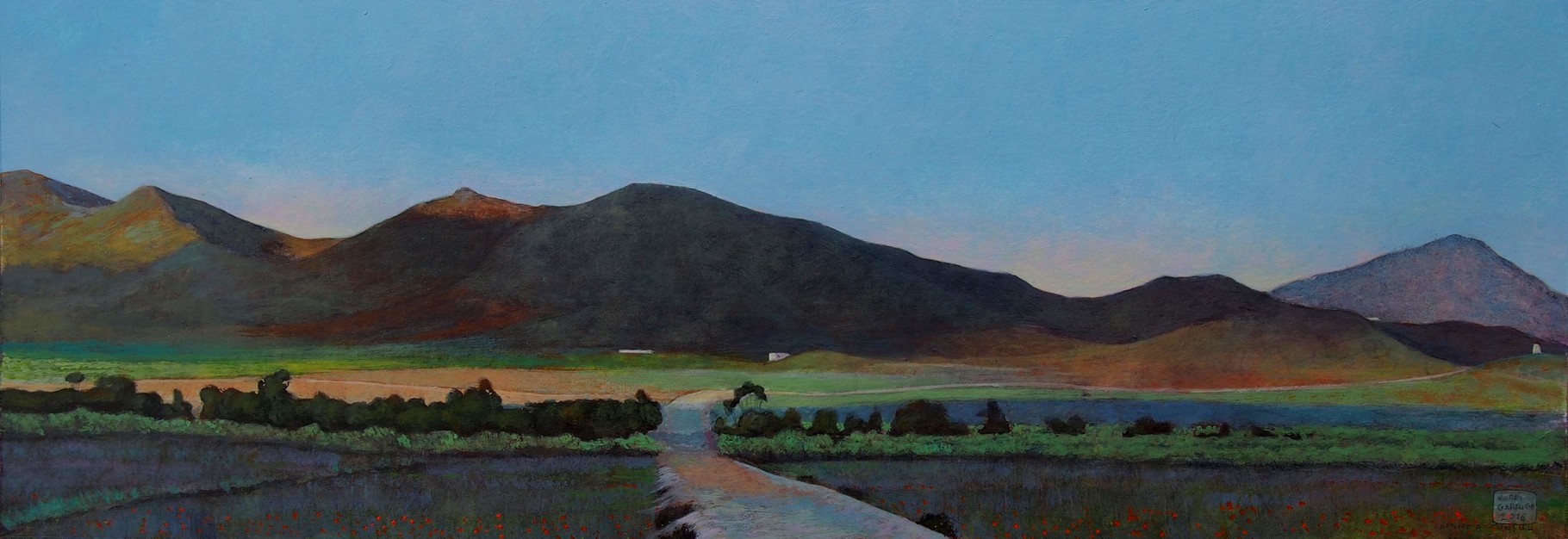 Camino a Mónsul. Acuarela y acrílico sobre papel, 15 x 42 cms.  VENDIDO
