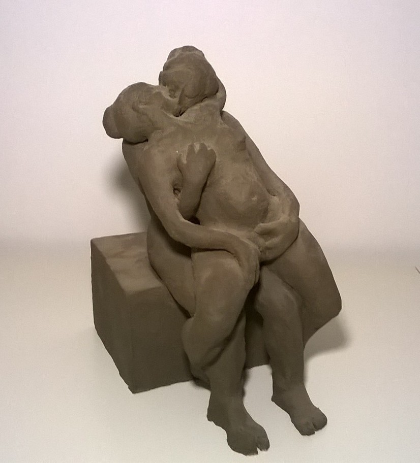 amantes 3, gres monococción, 30 cms de altura.