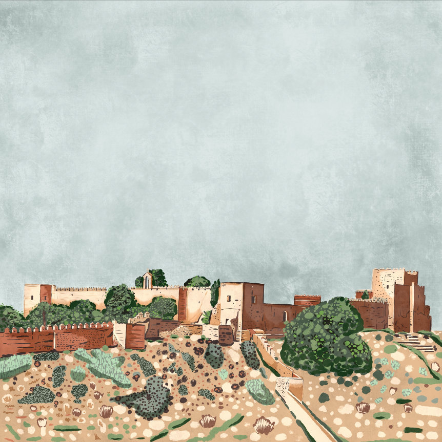 "Alcazaba", Estampación digital, 50 x 70 cm  y  30 x 42,6 cm.