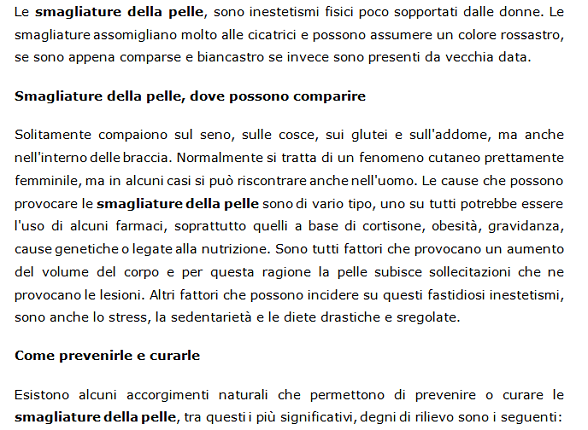 Bold solo in corrispondenza delle keyword