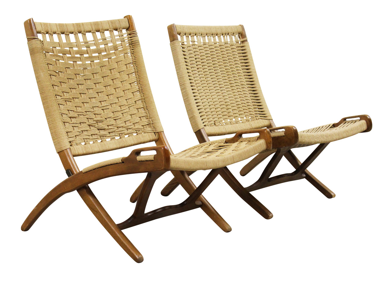 Wegner Style Rope Seat Folding Chairs - Nueve- Grand ...