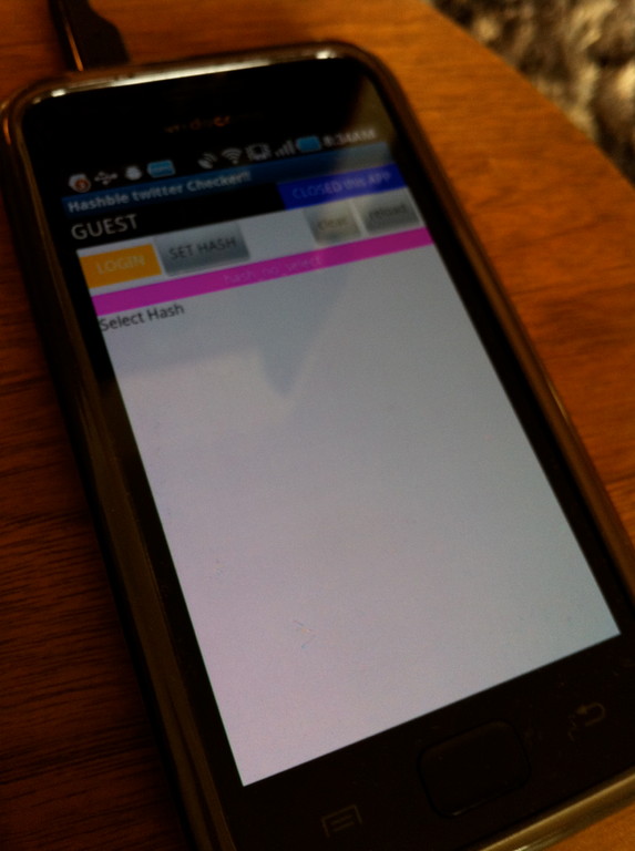 img01_初期画面ではとくになにもでません。 SET HASH でハッシュタグを設定します