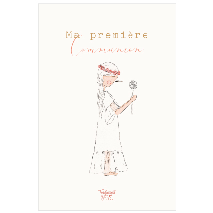 Carte 1ere Communion Fille Tendrement Fe Illustrations Papeterie Boheme