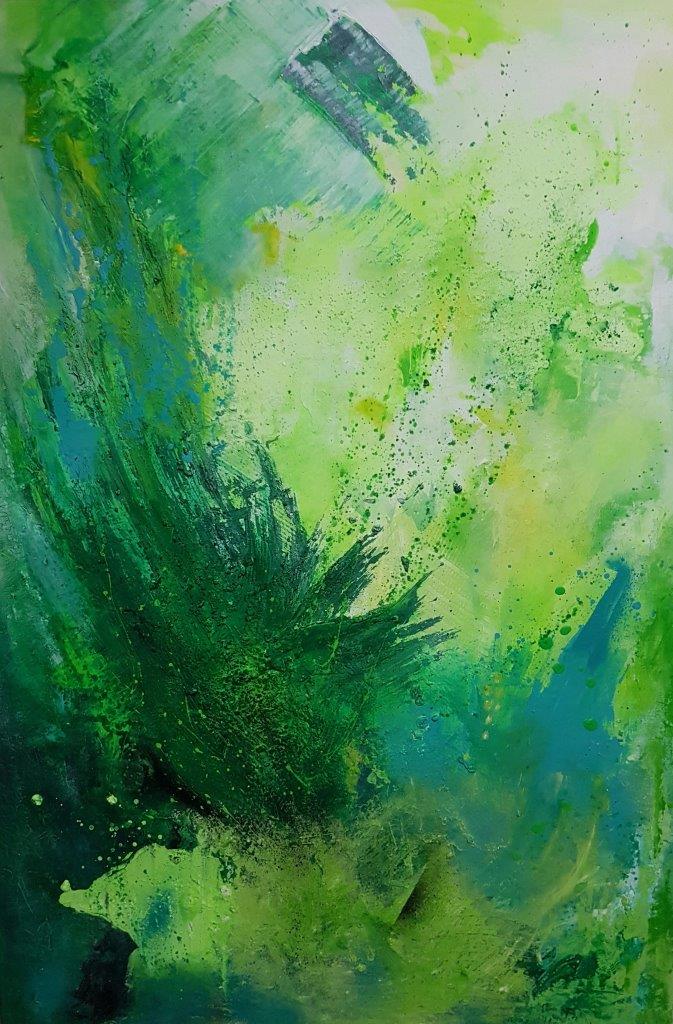 Grün-120x80cm-Acrylfarbe-auf-Leinwand-Eitempera