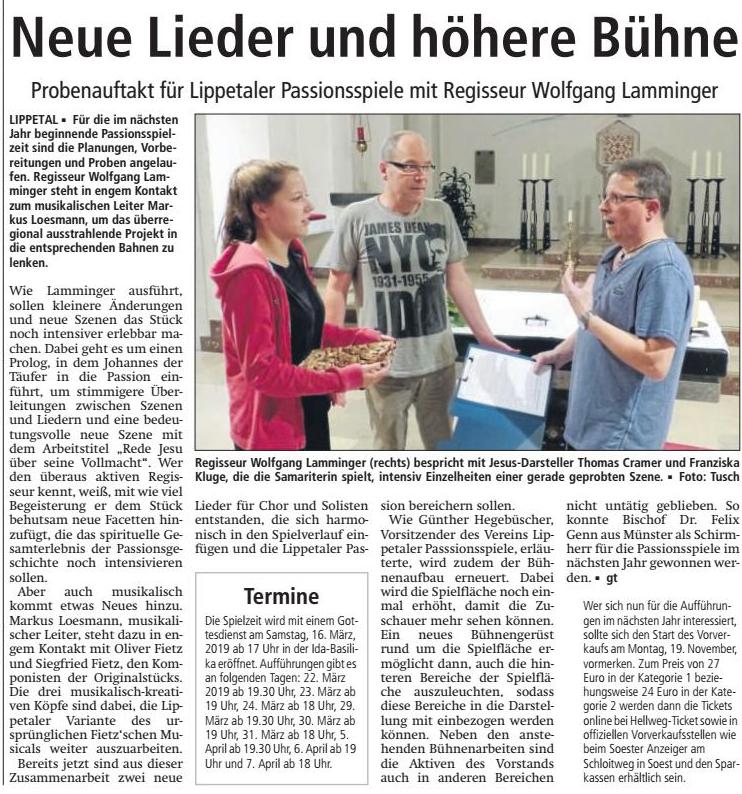 Bericht Soester Anzeiger vom 29.09.2018