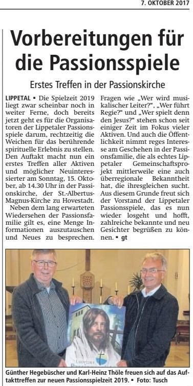 Bericht Soester Anzeiger vom 07.10.2017