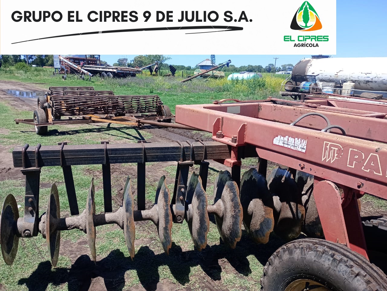 Disco Pampero de 40 platos, con rastra y rolo.