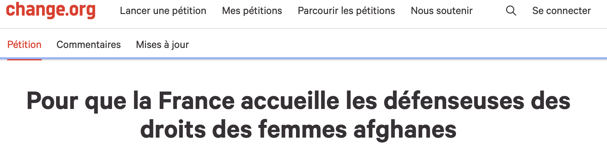 Pétition / Pour que la France accueille les défenseuses des droits des femmes afghanes