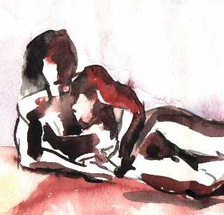 eroticism, akt, liegender, aquarell, watercolor