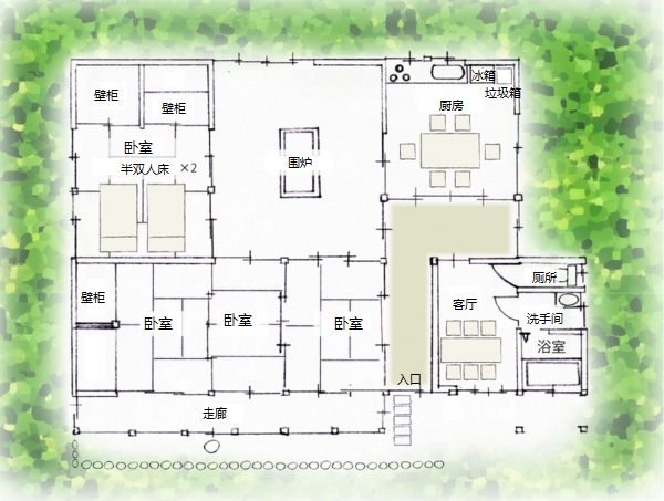 大自然中的草顶房屋。传统木造建筑。本馆尽量驱虫,但有时还会有虫子出现,请见谅。