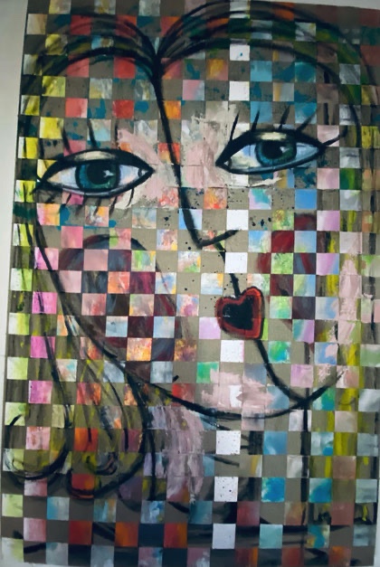 Bild Nr. 943, Herzblatt, 100 x 155 cm, Acryl und Jute