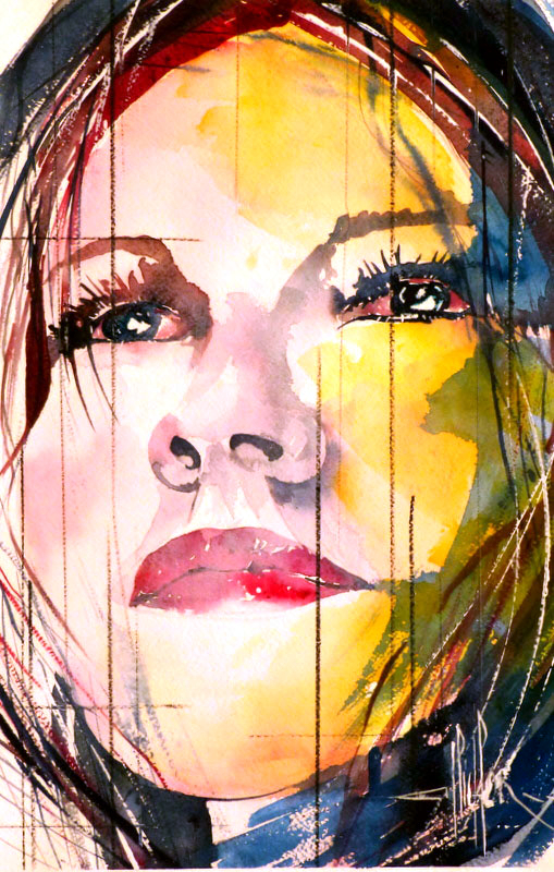 281 Portrait de femmen 04 - 2012 - Aquarelle 35.5 x 51